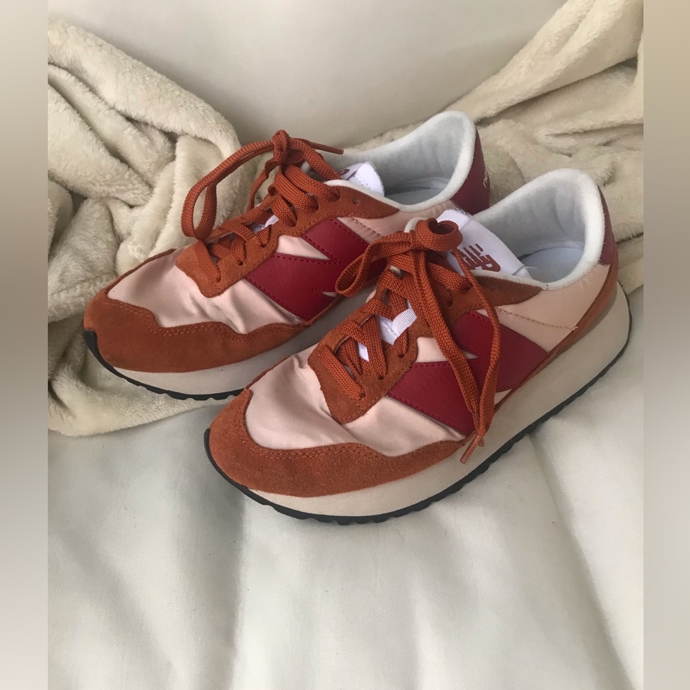 New Balance Pink and Orange Athletic Shoes Suede Mesh